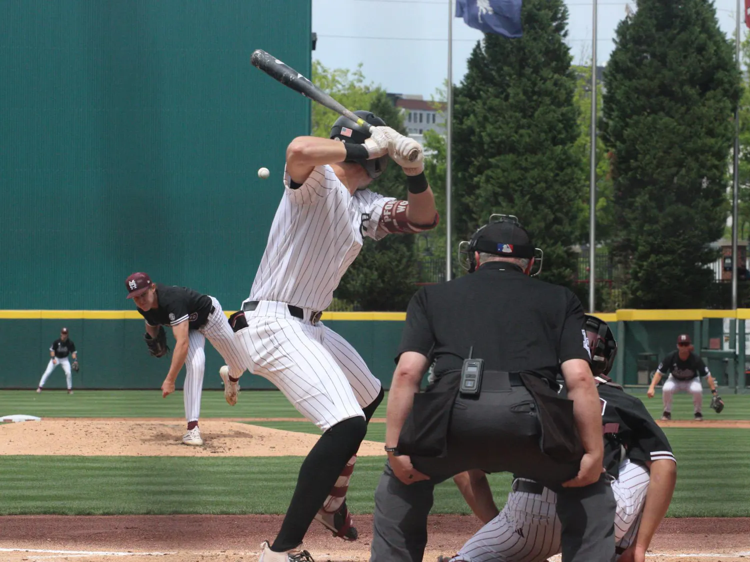 Freshman infielder Will Craddock readies for a pitch during the game against Mississippi State at Founders Park on April 7, 2026.