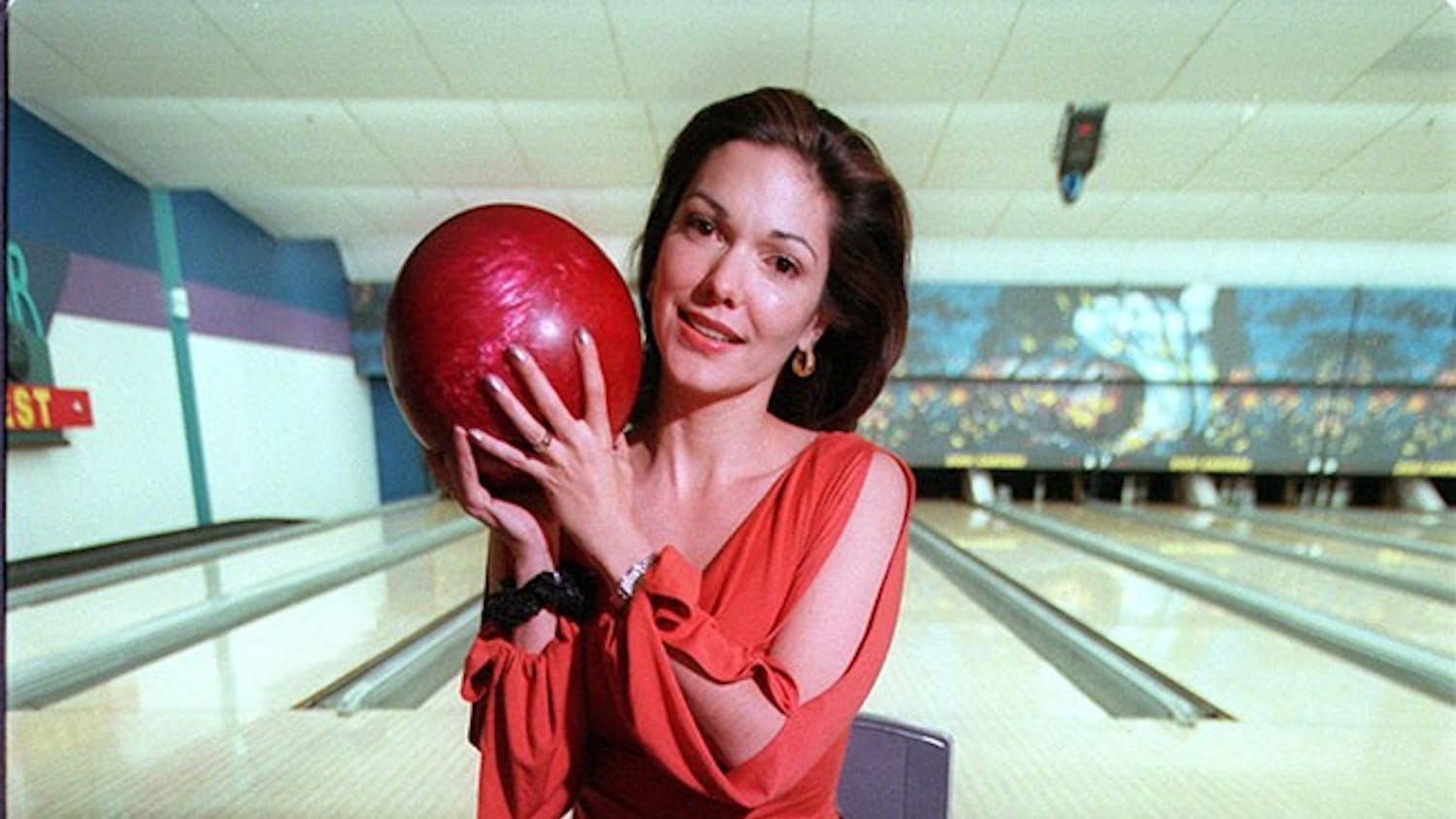 Actress Laura Elena, who stars in "Mulholland Drive," directed by David Lynch, poses in Don Carter's All Star Lanes in Dallas, Texas, Oct. 2, 2001.&nbsp;