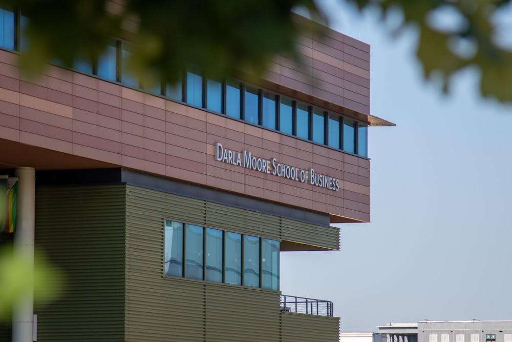 <p>FILE - The Darla Moore School of Business sign is displayed on the Greene Street side of the building on June 14, 2024. The Moore School provides business education and is known for its top-ranked international business program.</p>