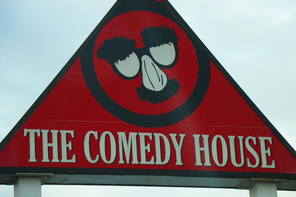 <p>A sign reads "The Comedy House" outside its venue in Columbia, South Carolina, on Nov. 20, 2023. The Comedy House frequently hosts local comedians, but it also hosts a slew of other events, such as tailgates, New Years Eve parties and brunches.</p>
