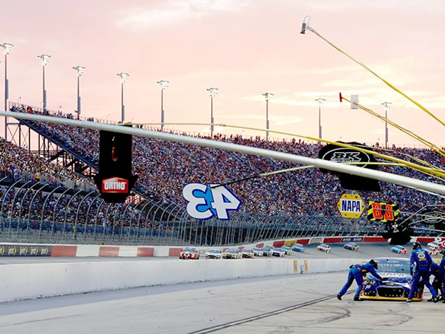 DARLINGTON, SC - SEPTEMBER 06: Chase Elliott, driver of the #25 NAPA Auto Parts Chevrolet, pits following an on-track incident during the NASCAR Sprint Cup Series Bojangles' Southern 500 at Darlington Raceway on September 6, 2015 in Darlington, South Carolina. (Photo by Brian Lawdermilk/NASCAR via Getty Images)