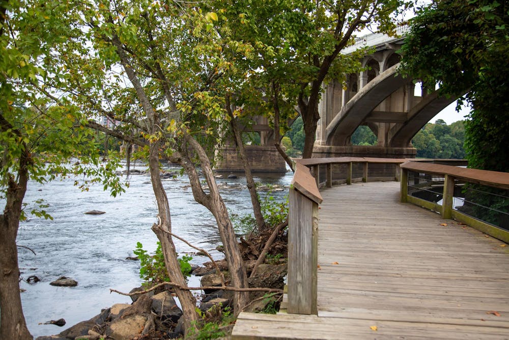 <p>A bridge over the Cayce River on the Cayce Riverwalk on September 11, 2024. The riverwalk spans 12 miles and offers places for people to walk and hike.</p>