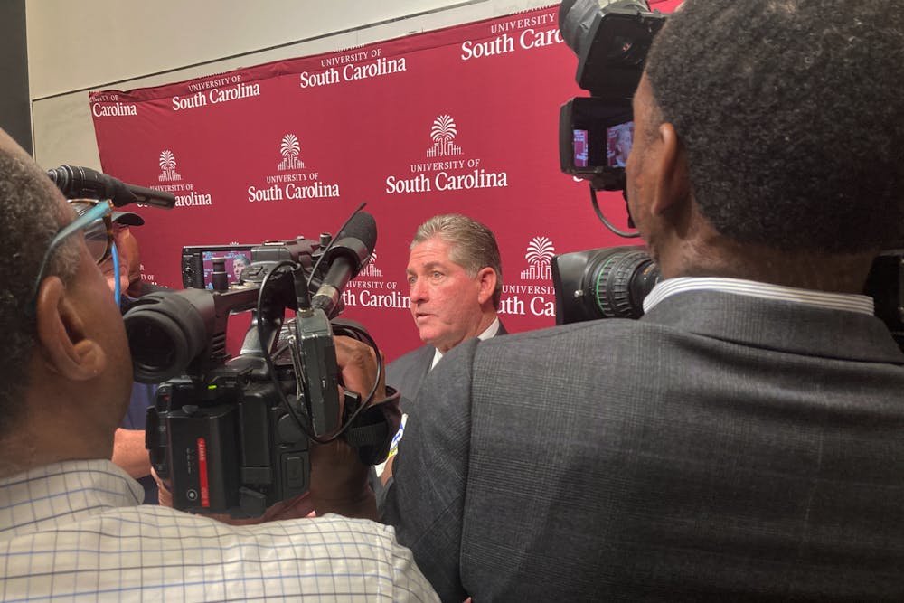<p>The University of South Carolina’s Athletic Director, Ray Tanner, states the recommendations to update the surrounding 889 acres around Williams-Brice Stadium on Feb. 7, 2023. The exact plan of what will be built has yet to be fully confirmed, but there is a possibility that the land will be turned into new student housing properties, apartments or restaurants.</p>
