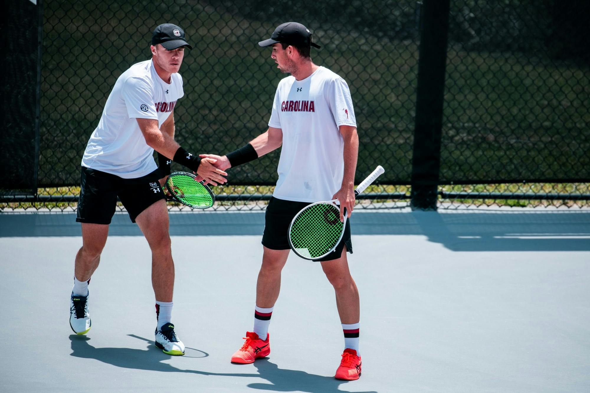 Gamecock men's tennis players Daniel Rodrigues and Connor Thomson. 
