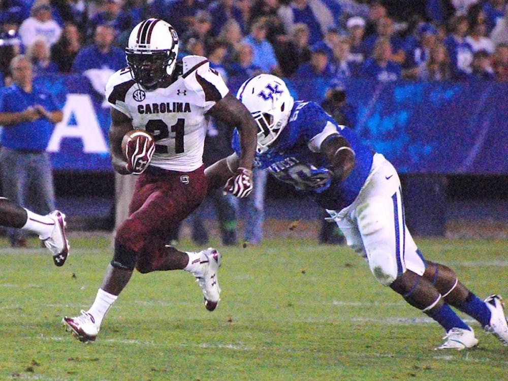 junior tailback Marcus Lattimore had just five carries for 12 yards in the first half, but he finished the game with over 100 rushing yards for the second time this season.