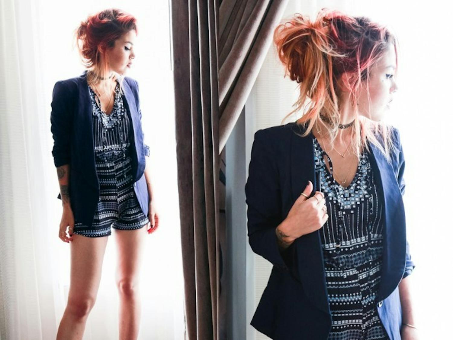 Luanna P's style is all about layering--shirts under shirts, all under jackets.