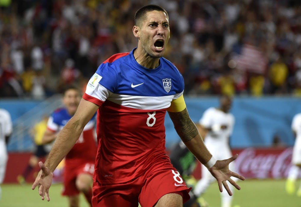 Clint Dempsey of Team USA celebrates his goal against Ghana during the World Cup in Natal, Brazil, on June 16, 2014. (Lui Siu Wai/Xinhua via Zuma Press/MCT)