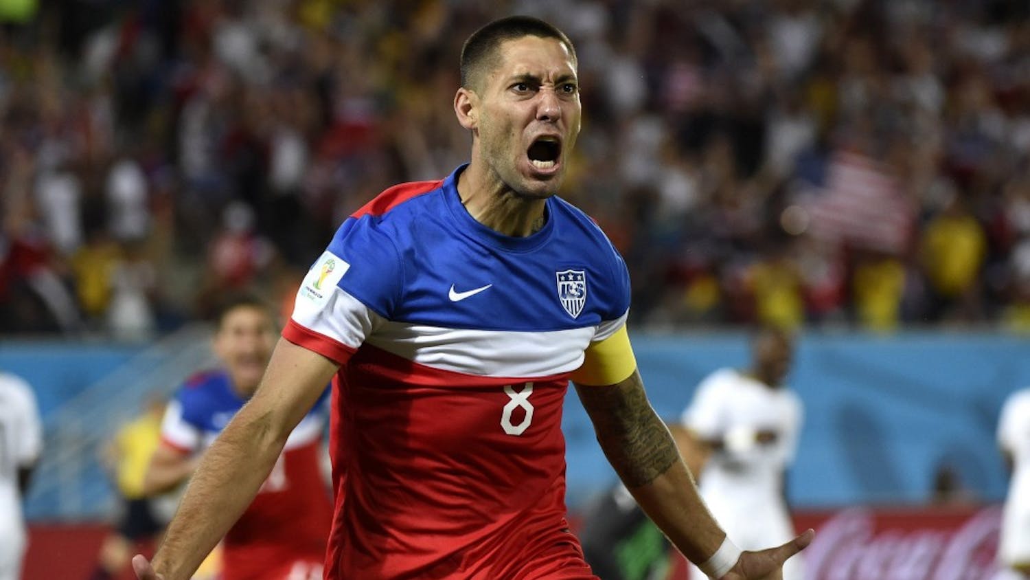 Clint Dempsey of Team USA celebrates his goal against Ghana during the World Cup in Natal, Brazil, on June 16, 2014. (Lui Siu Wai/Xinhua via Zuma Press/MCT)
