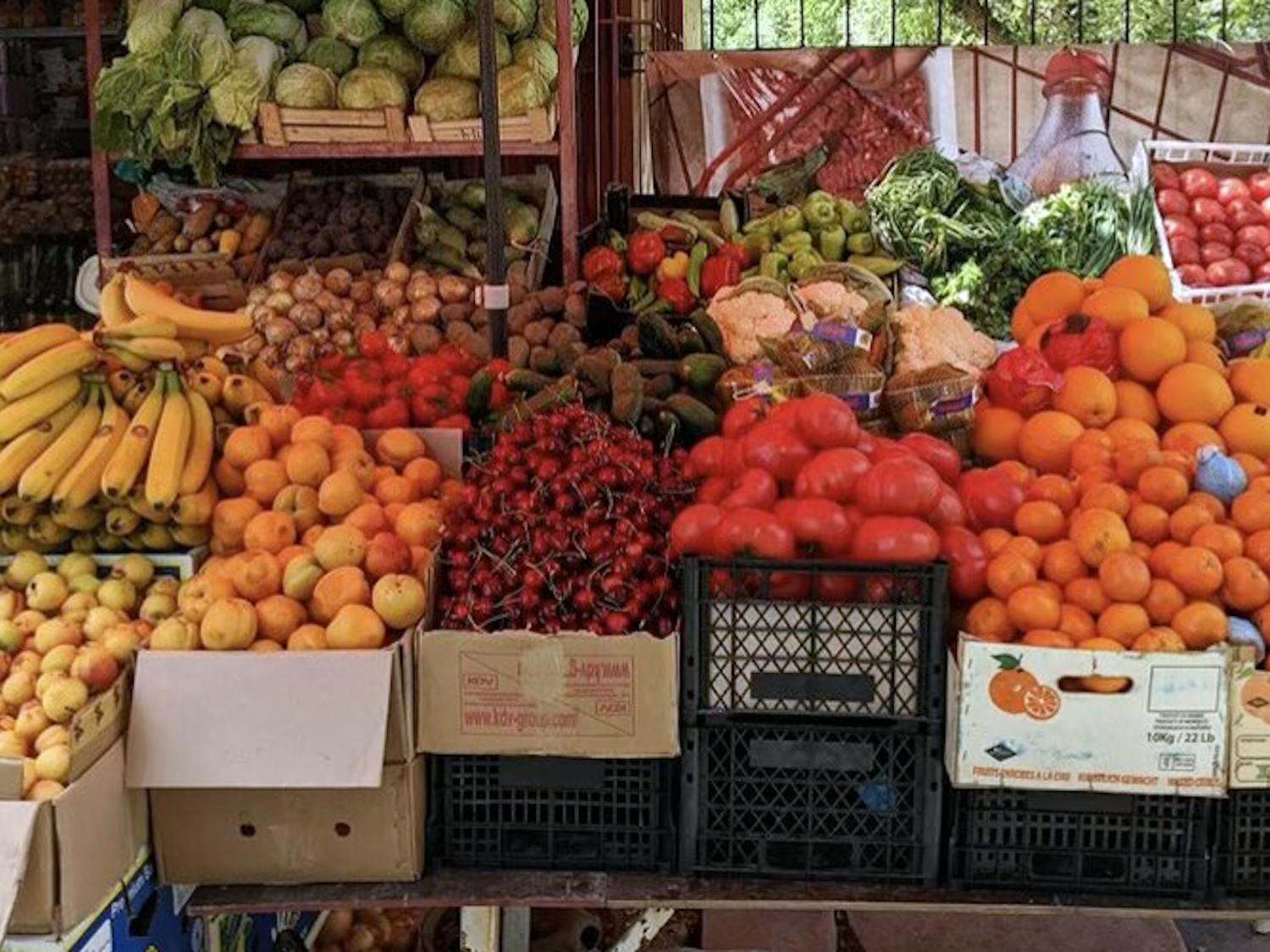 Fruit on sale at the Dordoi Bazaar in Bishkek, Kyrgyzstan. Many countries prioritize healthy and fresh food, especially fruit.