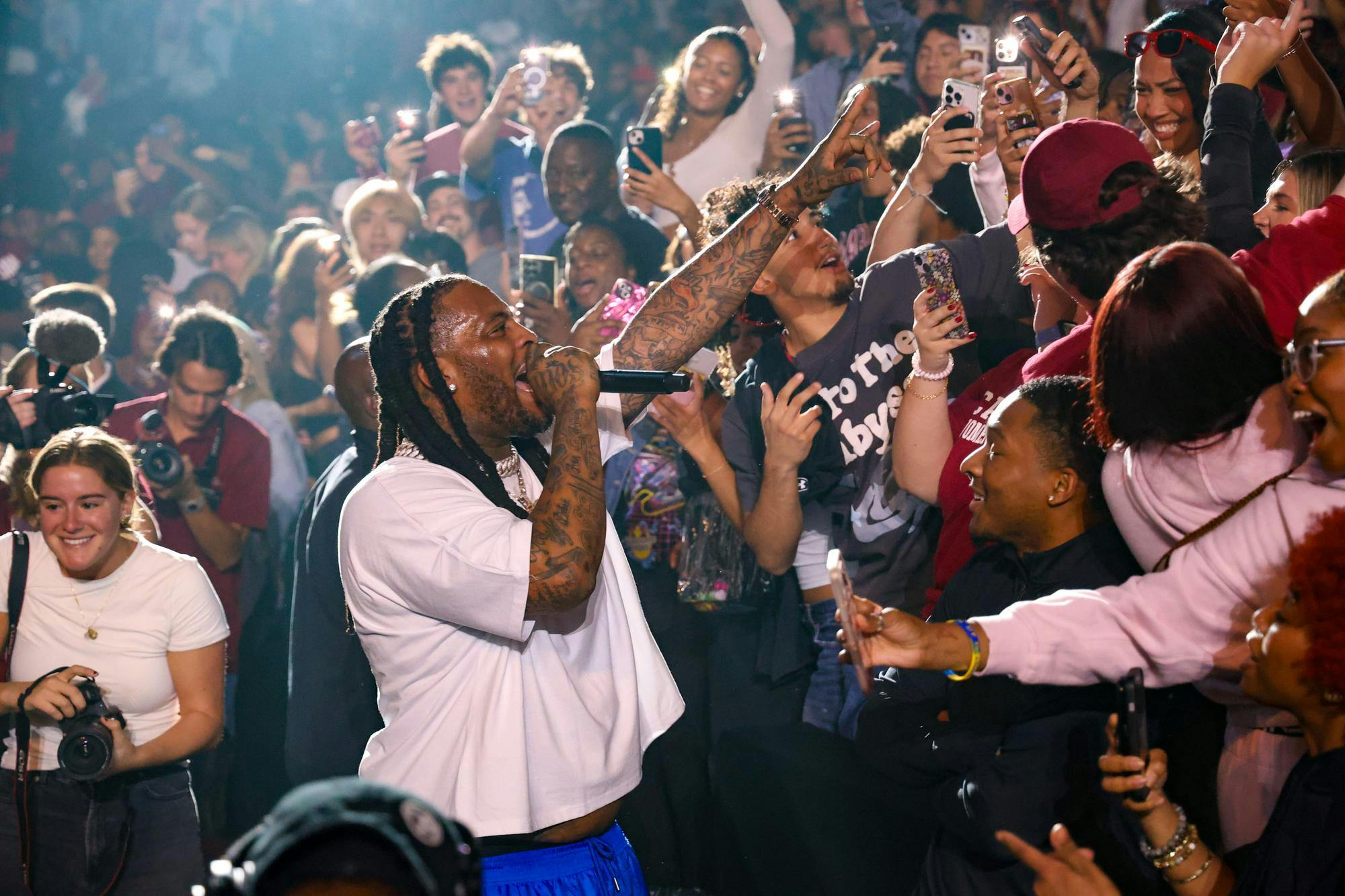 American rapper Waka Flocka Flame performs to a crowd at GarNET &amp; Black Madness on Oct. 21, 2025, at Colonial Life Arena. Waka Flocka Flame performed many of his hit songs including "No Hands" and "Hard in Da Paint."