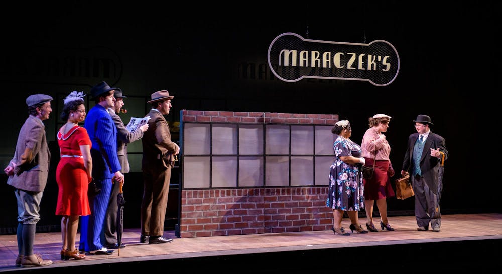 <p>The cast of “She Loves Me” performs on stage during a dress rehearsal at Drayton Hall Theatre on the University of South Carolina campus. Performances are set for Feb. 23 through Feb. 25.</p>
