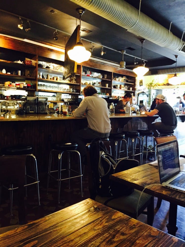 Drip Coffee is a great choice for meeting a friend for lunch or for studying solo with a specialty honey vanilla latte.