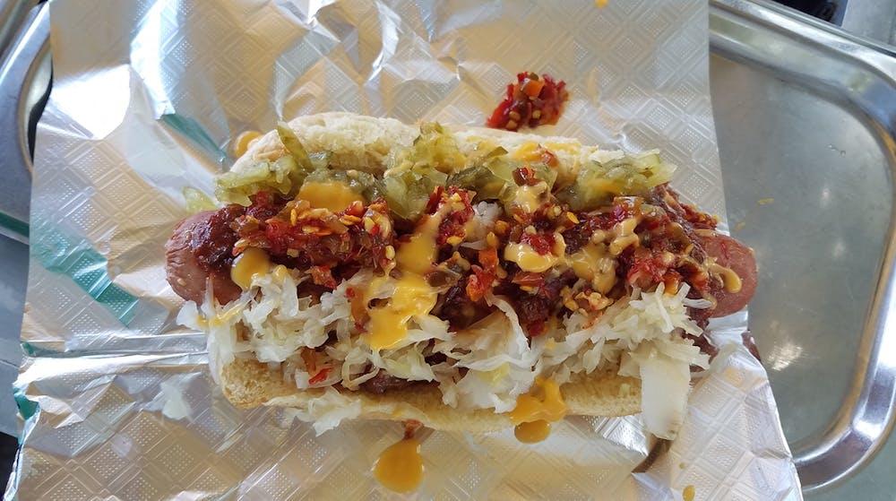 <p>A hot dog item available off The Haute Dog Lady’s menu.&nbsp;</p>