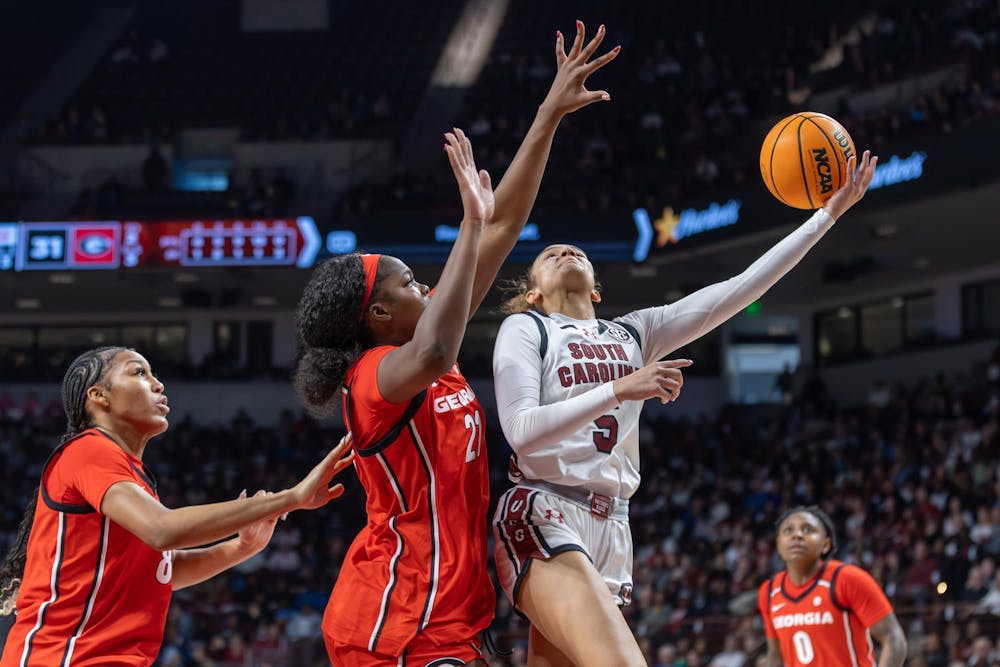 <p>FILE —&nbsp;Junior guard Tessa Johnson performs a layup during the game against Georgia on Jan. 11, 2026. Johnson scored 3 points.</p>