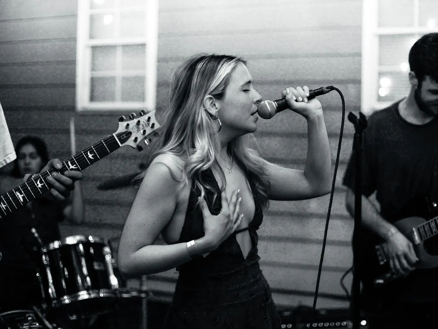 Student Musician Katie DeMartini, performs at a local house show produced by Local Mojo on April 25th, 2025.