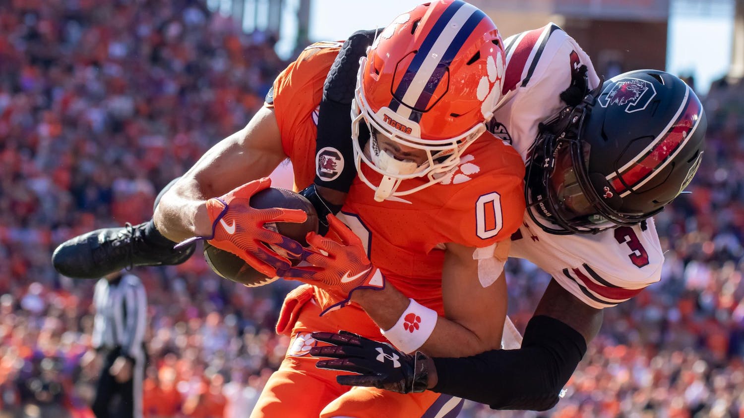 The No. 15 South Carolina Gamecocks improved to 9-3 on the season after defeating the No. 12 Clemson Tigers 17-14 in the Palmetto Bowl. This is the first time since 2017 that the Gamecocks have won nine regular season games. Redshirt freshman quarterback LaNorris Sellers ran the ball 20 yards with a little more than a minute left in the game to give the team its sixth-straight win. With the victory against Clemson, South Carolina has now defeated a ranked team for the fourth time this season — a new school record. Many players, including Sellers, senior running back Raheim Sanders and sophomore wide receiver Nyck Harbor, helped contribute to the Gamecocks' victory.