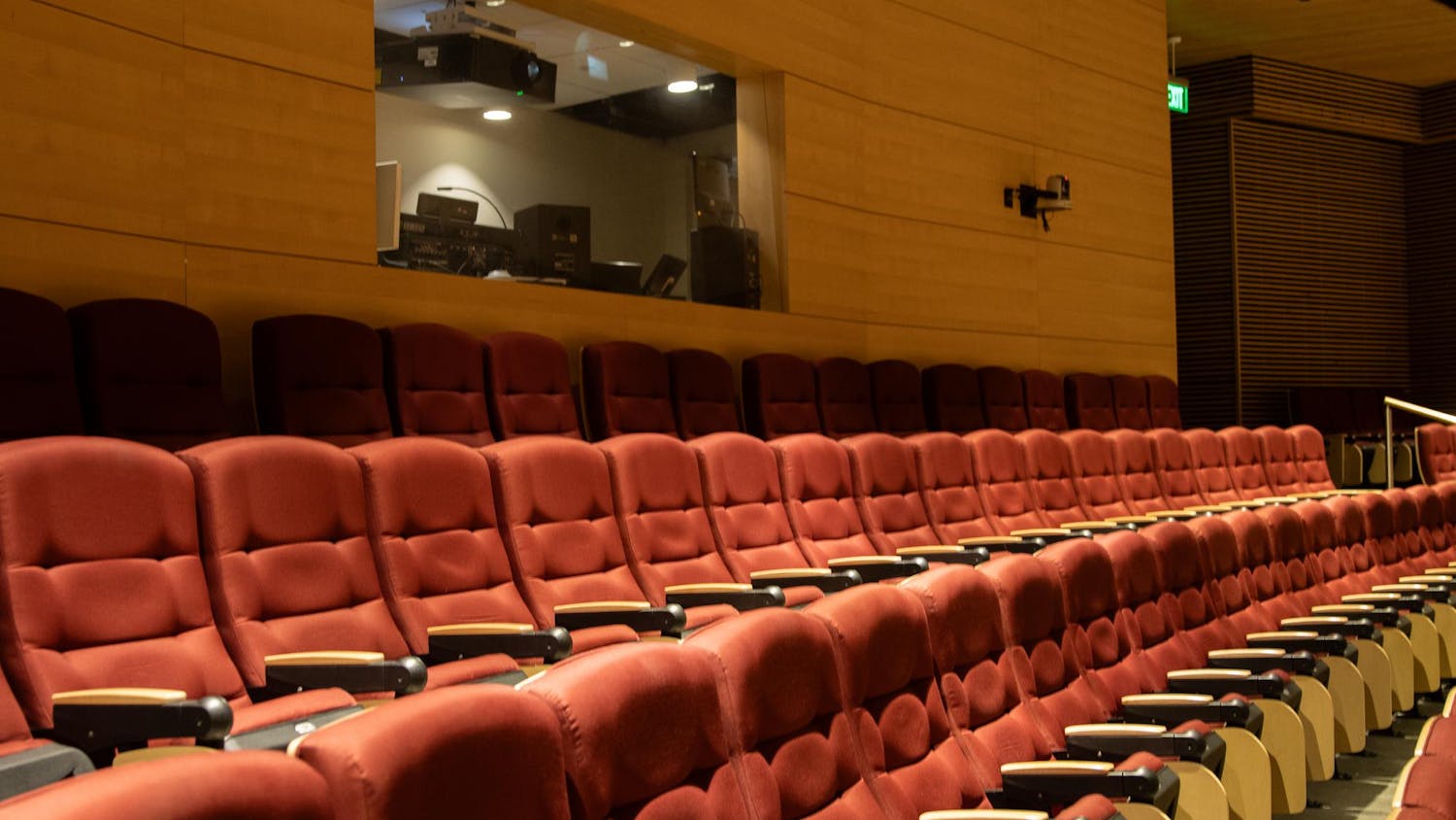 Rows of seats located in the Johnson Performance Hall at the Darla Moore School of Business pictured on Feb. 6, 2025. The School of Music and Anne Frank Center will collaborate for a special viewing of the silent film "The City Without Jews," featuring Pianist and Composer Donald Sosin and Violinist Alicia Svigals.