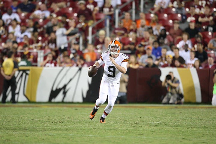 In Connor Shaw's first NFL action, he went 8-for-9 for 123 yards and a touchdown.