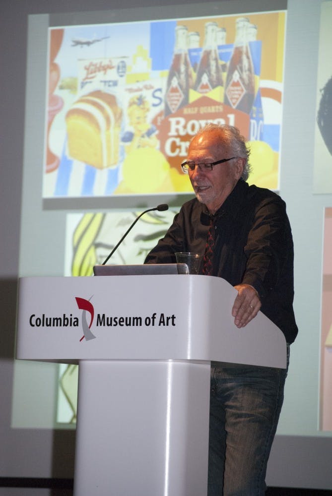 	USC art professor Bradford Collins speaks on the significance of pop art in a lecture at the Columbia Museum of Art Thursday.