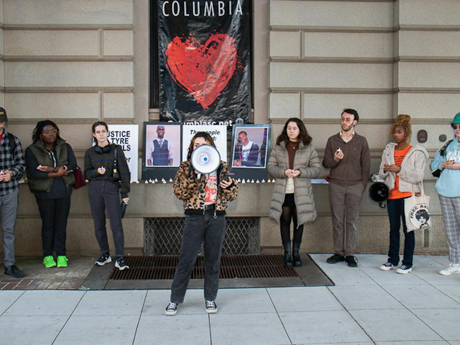 The South Carolina Party for Socialism and Liberation held a candlelight vigil for Tyre Nichols on Feb. 5, 2023. The event was the first event in Columbia, S.C. to honor Nichols death at the hands of five Memphis, Tennessee police officers on Jan. 10, 2023. Members of the community, USC students and activists were in attendance of the event. &nbsp;