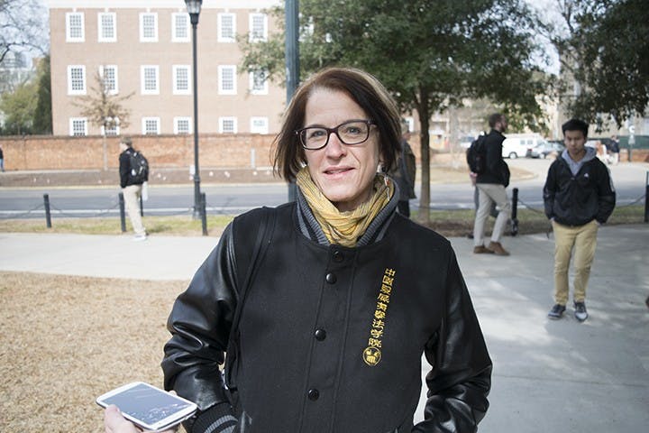 "The deal with my jacket is that my sister is a Martial Arts instructor and this is the place that she teaches, so I have a totally undeserved reputation for coldness and for being strong, which I have not earned."—Debra Rae Cohen, Associate Professor in the Department of English Language and Literature