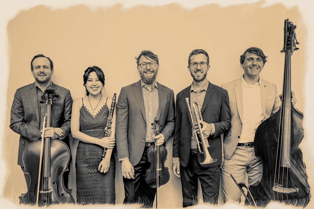 <p>The members of the Founders standing with their instruments. The New York based group operates out of USC's music school and intend to bring their 'non-standardized instrumentation' to the Southern Exposure New Music Series.</p>