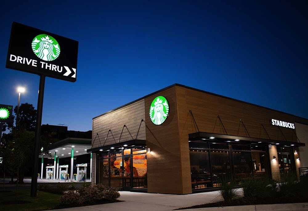 <p>The new community-oriented Starbucks, with Lauren Andreu and Jared Owens’s mural, “A Great Cloud of Witness” visible from inside. This location near campus is more centered around local outreach and creating opportunities than generating profits.&nbsp;</p>