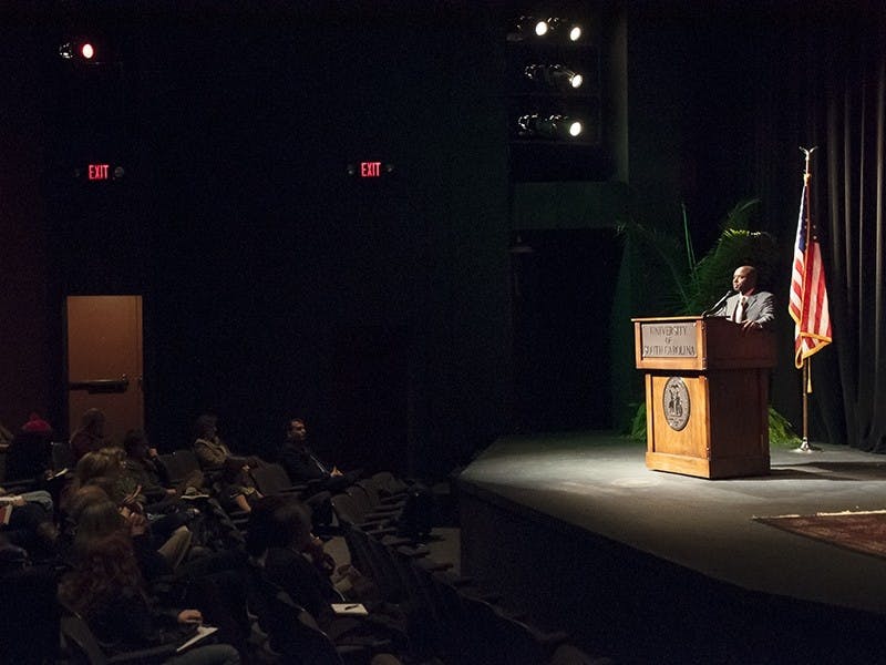 Deo Niyizonkiza spoke Monday night at the Walker Institute President's Leadership Dialogue.