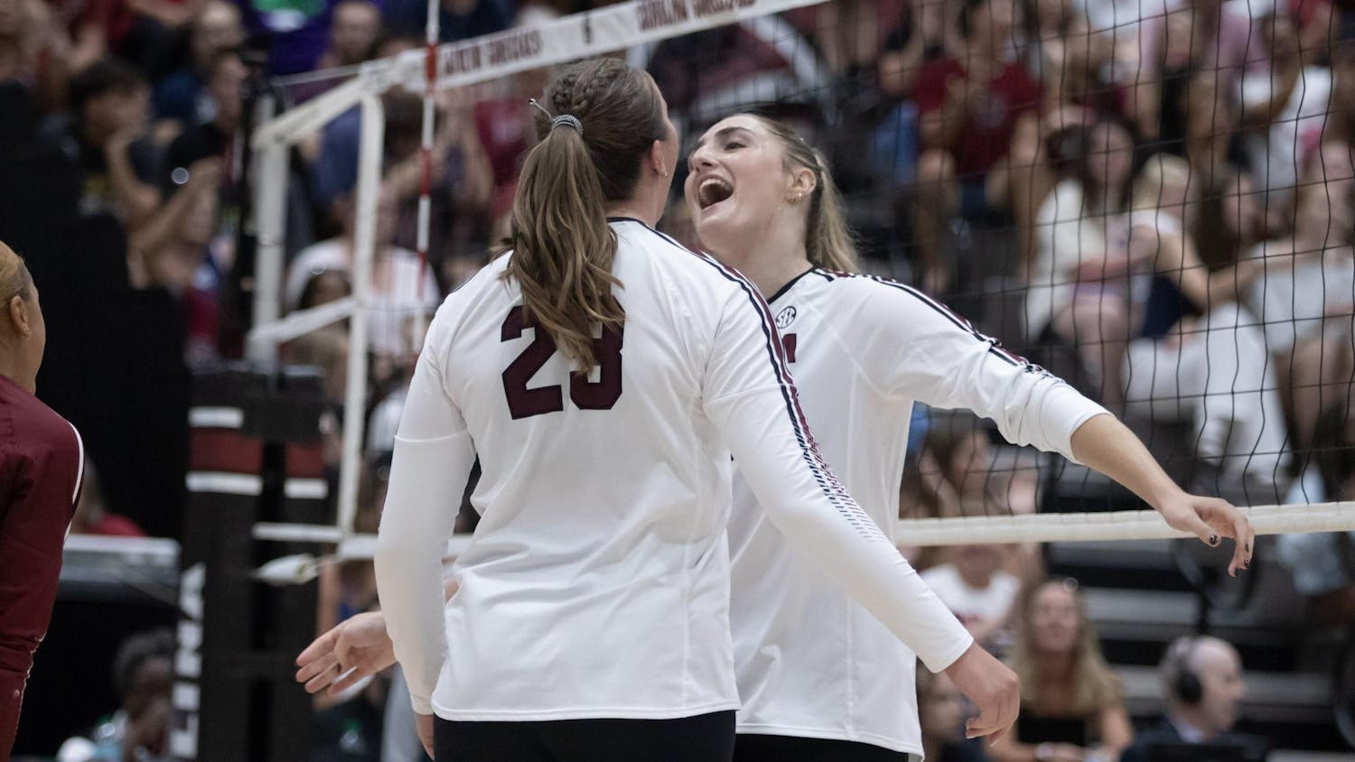 The South Carolina women's volleyball team won against the No. 25 North Carolina Tar Heels in a 3-2 match on Sept. 12 in the Carolina Volleyball Center. Errors early in the game allowed the Tar Heels to build a 19-13 lead against South Carolina, and North Carolina ultimately took the first set. South Carolina tied the second match with combined blocks from sophomore right side Elise Marchal and junior middle Ava Leahy. South Carolina had a strong start to the third set and was able to halt a comeback from North Carolina, but North Carolina took the game to the fifth set after capitalizing on South Carolina's attack errors. The game was won in the fifth set by South Carolina as they closed the match 15-13 in a close fashion. Up next, South Carolina will play Wofford on Monday, Sept. 15. The match will begin at 7 p.m. and can be streamed on SEC Network.
