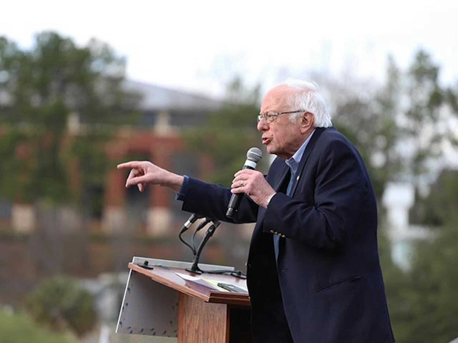 Senator Bernie Sanders speaking at a campaign rally in Columbia, South Carolina, ahead of primary on Feb. 28. He emphasized that reversing economic inequality is one of his proposed policies.