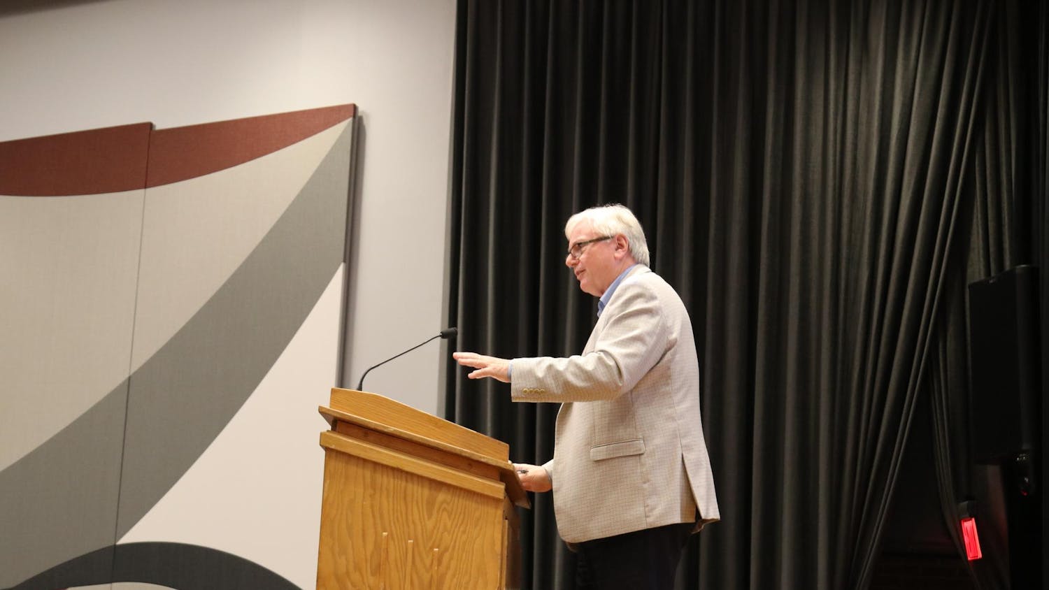 FILE — Faculty members from the University of South Carolina gather on Wednesday afternoon to listen and ask questions to USC President Michael Amiridis and board of trustees chair Thad Westbrook. President Amiridis speaks to the gathered faculty.