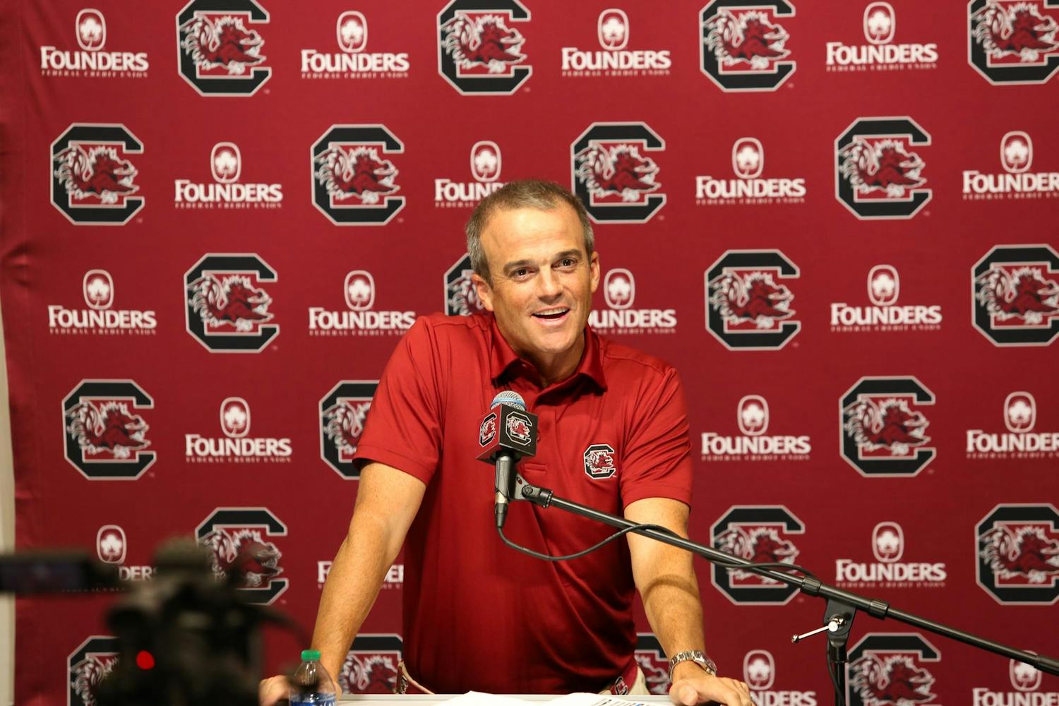 Head coach Shane Beamer reflects on the past weekend's game against the University of North Carolina during the press conference on Sept. 5, 2023. Coach Beamer discussed the team's early 鶹С򽴫ý performance and practice attitude ahead of its contest against Furman this weekend.