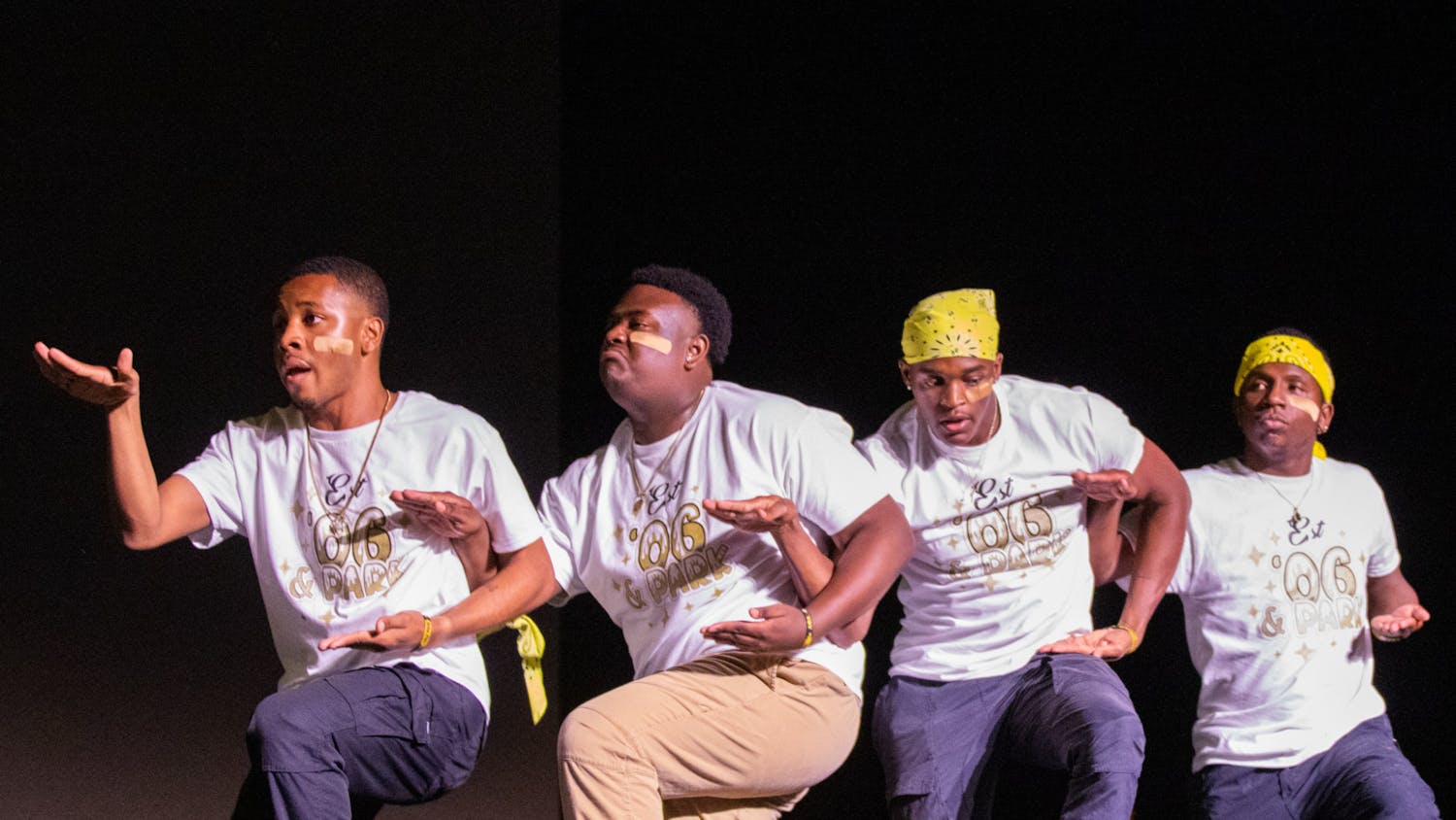The members of the Theta Nu Chapter of Alpha Phi Alpha Fraternity Inc. compete in the Stroll-Off on Oct. 27, 2022. Although it is a competition, students participating use the Stroll-Off as a chance to have fun supporting their friends.