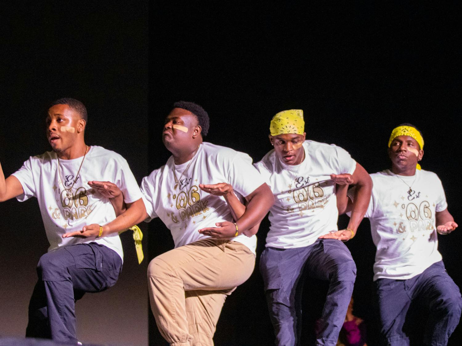 The members of the Theta Nu Chapter of Alpha Phi Alpha Fraternity Inc. compete in the Stroll-Off on Oct. 27, 2022. Although it is a competition, students participating use the Stroll-Off as a chance to have fun supporting their friends.