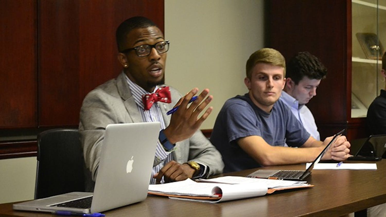 Tim Bryson and Zach Driver headed Fraternity Council's weekly meeting Monday evening.