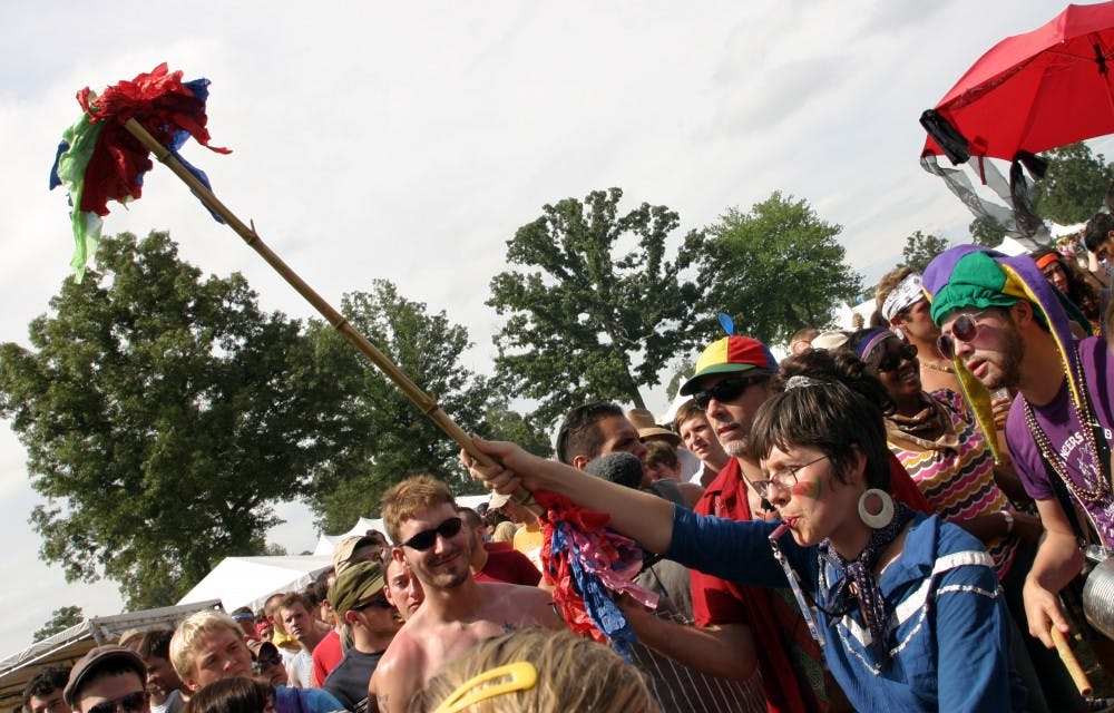 Performance artists march at the Bonnaroo Music and Arts Festival in Manchester, Tennessee, Saturday, June 14, 2008. (Alex Marsh/McClatchy Interactive/MCT)