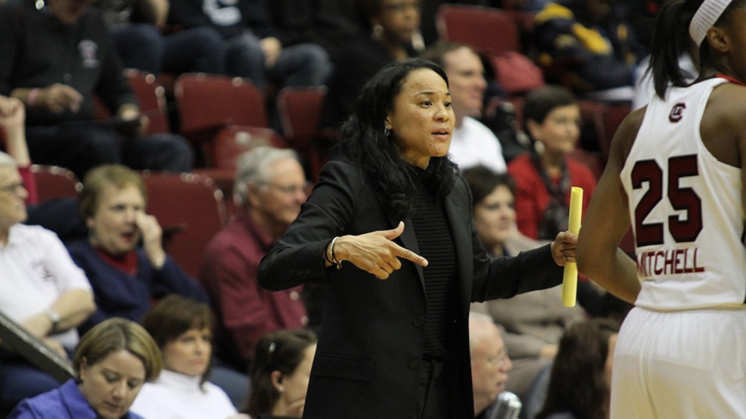 	Women’s basketball coach Dawn Staley is a five-time WNBA all-star and won three Olympic gold medals.