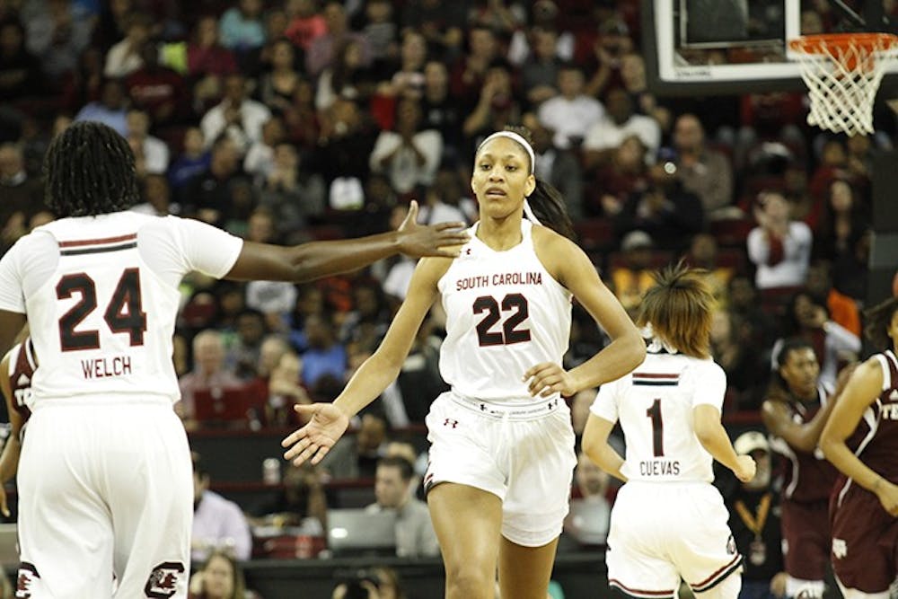 <p>South Carolina freshman guard/forward A'ja Wilson won her record-tying fifth SEC Freshman of the Week award after scoring 26 points against LSU and 20 points against Vanderbilt. </p>