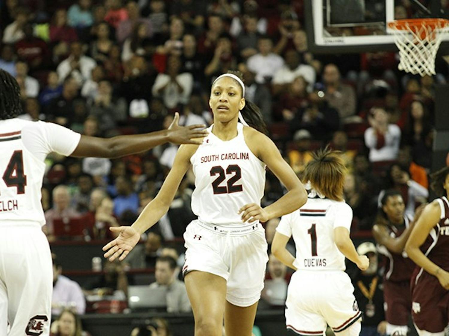 South Carolina freshman guard/forward A'ja Wilson won her record-tying fifth SEC Freshman of the Week award after scoring 26 points against LSU and 20 points against Vanderbilt. 