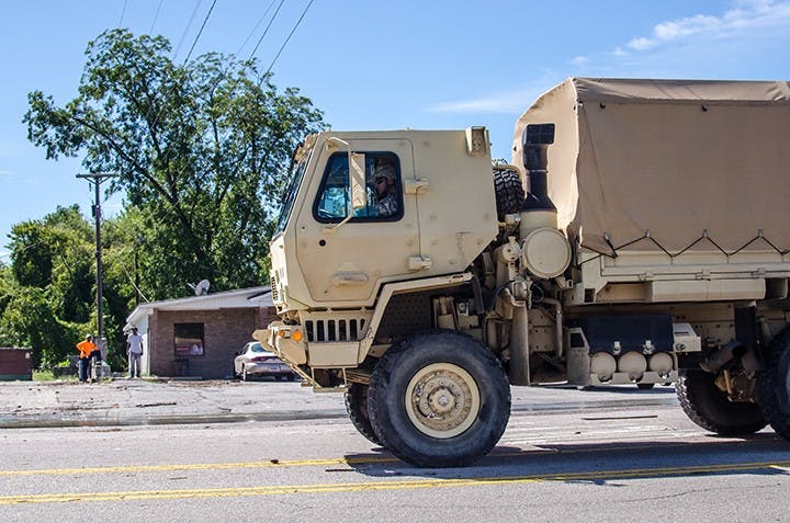 The National Guard on Bluff Road, south side of I-77 interchange on October 6.
