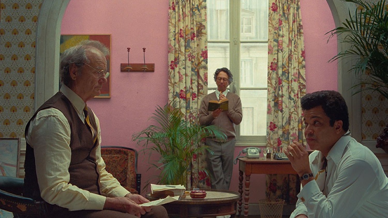 From left, Bill Murray, Wally Wolodarsky and Jeffrey Wright in the film "The French Dispatch."