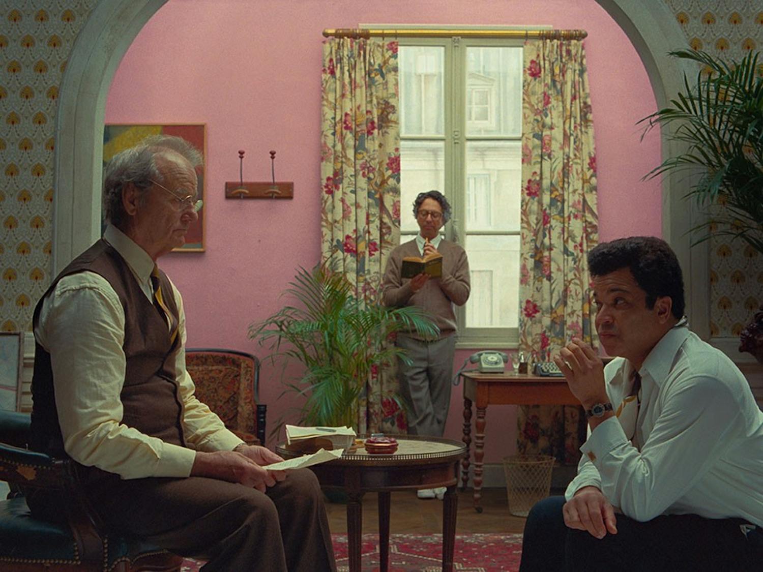 From left, Bill Murray, Wally Wolodarsky and Jeffrey Wright in the film "The French Dispatch."