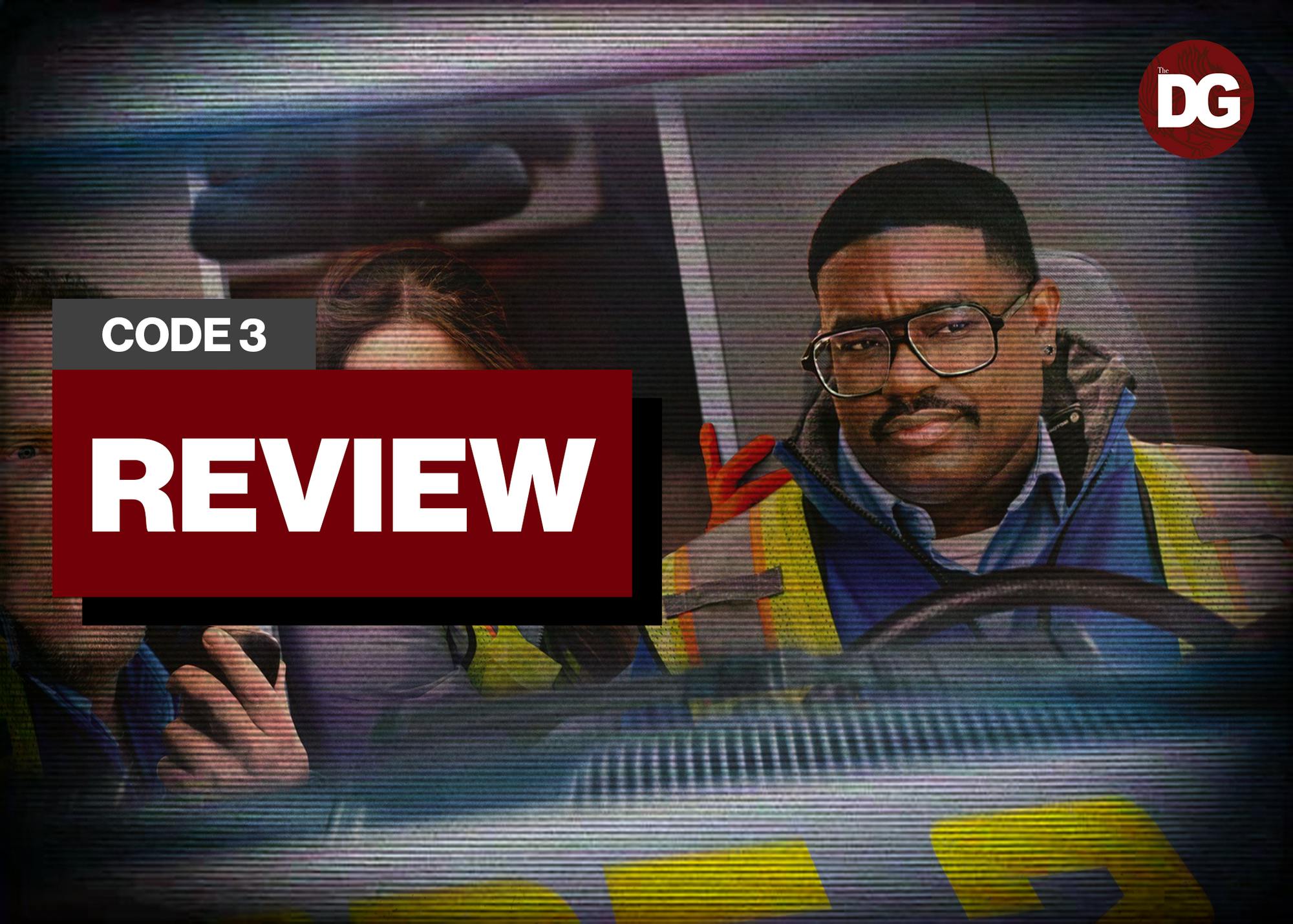 A photographic featuring actors from the film "Code 3". The movie was directed by Christopher Leone.