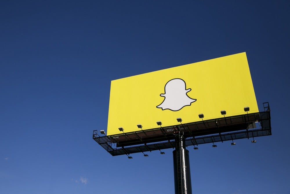 Snapchat's explanation for its mysterious billboards is as vague as the ads: "Fun and awareness." Above, one of its billboards in Richfield, Minn., in October. (Kristoffer Tripplaar/Sipa USA/TNS)