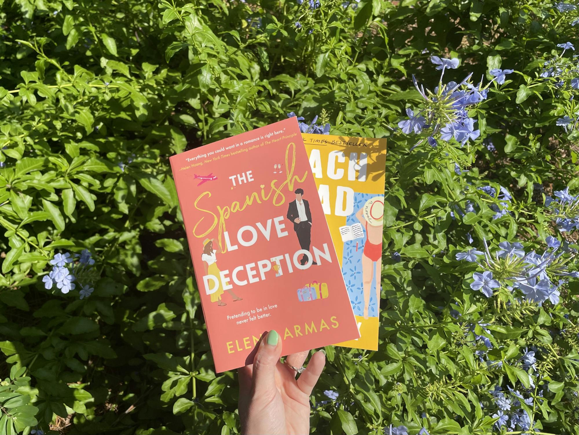 A photo illustration of "The Spanish Love Deception" and "Beach Read" on June 21, 2022.