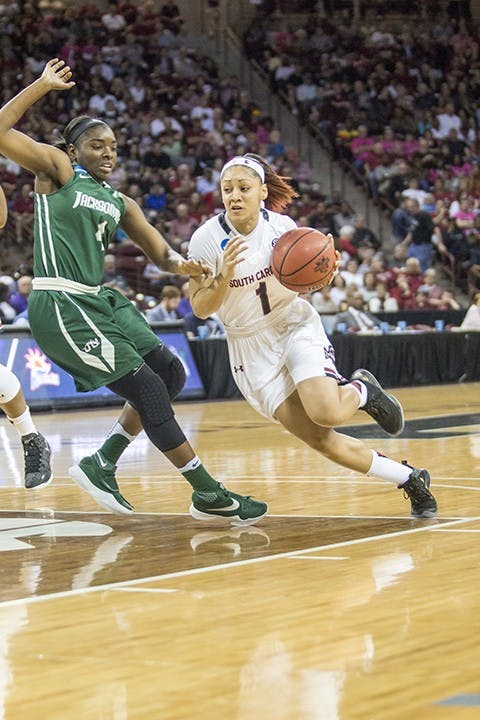 Women's basketball faced Jacksonville University in the first round of the 2016 NCAAW Tournament on Friday, March 18. Final score: South Carolina 77, Jacksonville 41. Gamecocks will play Kansas State at CLA at 7 p.m. Sunday, March 20. 