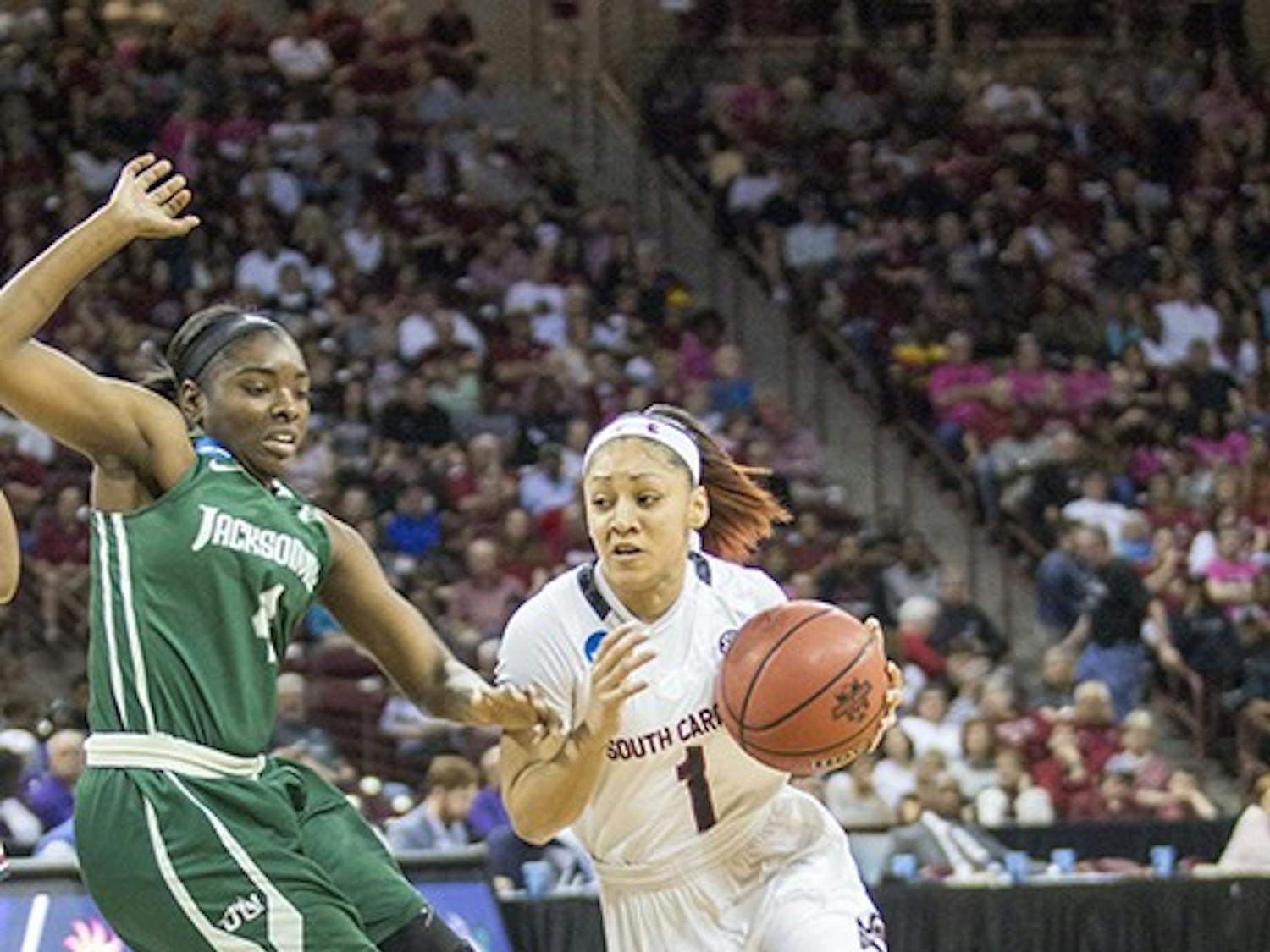 Women's basketball faced Jacksonville University in the first round of the 2016 NCAAW Tournament on Friday, March 18. Final score: South Carolina 77, Jacksonville 41. Gamecocks will play Kansas State at CLA at 7 p.m. Sunday, March 20. 