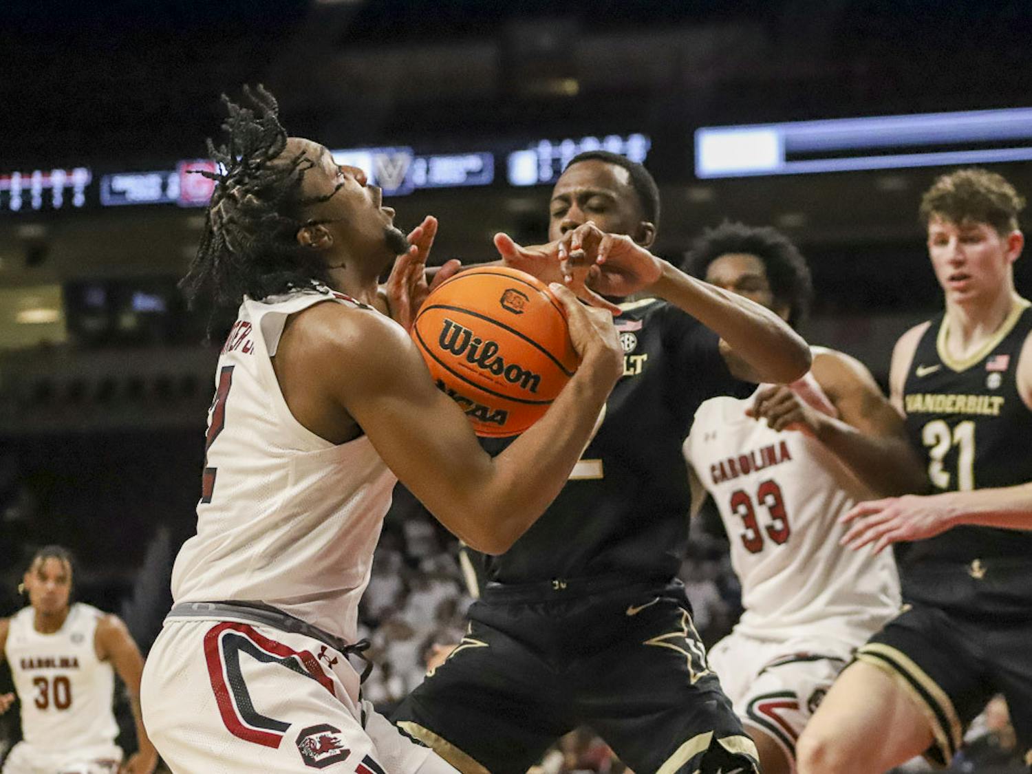South Carolina couldn't keep up with Vanderbilt's offense during their matchup at Colonial Life Arena on Feb. 14, 2023. Both teams struggled to maintain a strong shooting game, scoring less than 40% of their field goals and 30% of their three-point shots. The Commodores beat the Gamecocks 75-64, marking this the team's seventh consecutive loss and placing them 2-11 in the SEC.&nbsp;