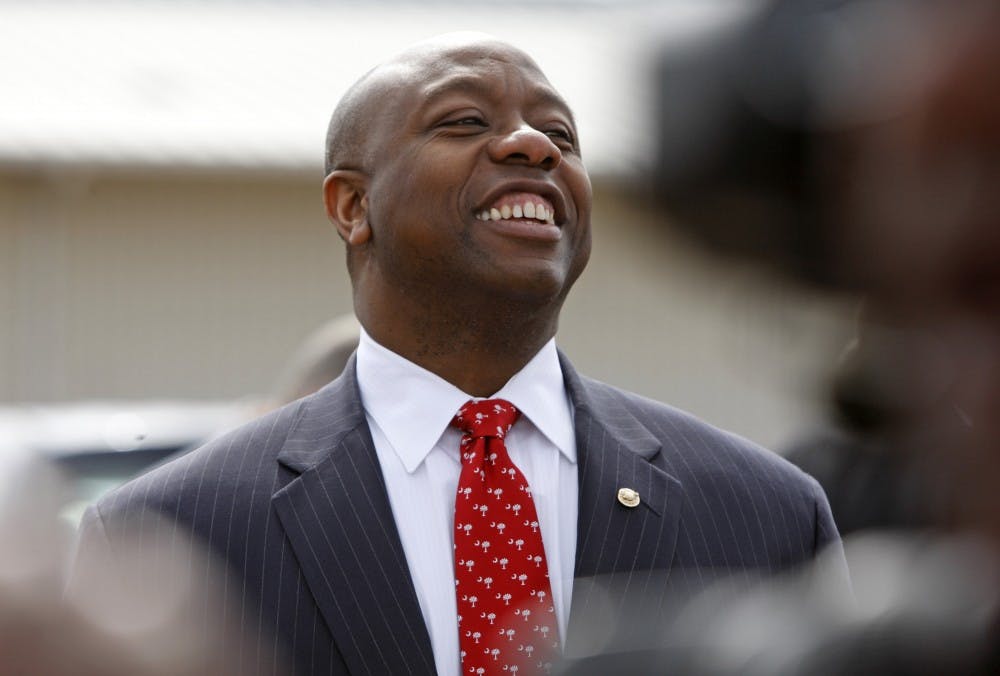 Sen. Tim Scott (SC-R) at the South Carolina Inland Port groundbreaking ceremony in Greer, S.C., on March 1, 2013. (Gerry Melendez/The State/TNS)