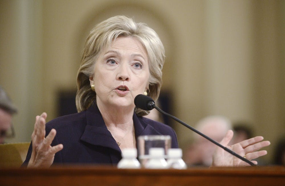 Former Secretary of State and Democratic presidential hopeful Hillary Clinton testifies before the House Select Committee on Benghazi on Capitol Hill in Washington, D.C., on Thursday, Oct. 22, 2015. (Olivier Douliery/Abaca Press/TNS)